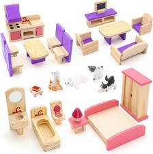 25PCS Wooden Doll House