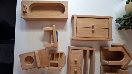 Wooden dolls house furniture - dolls,