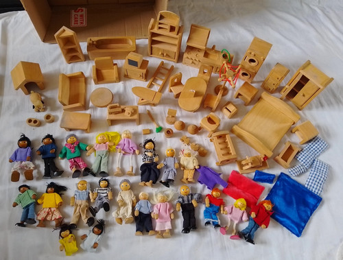 Wooden dolls house - wooden, furniture